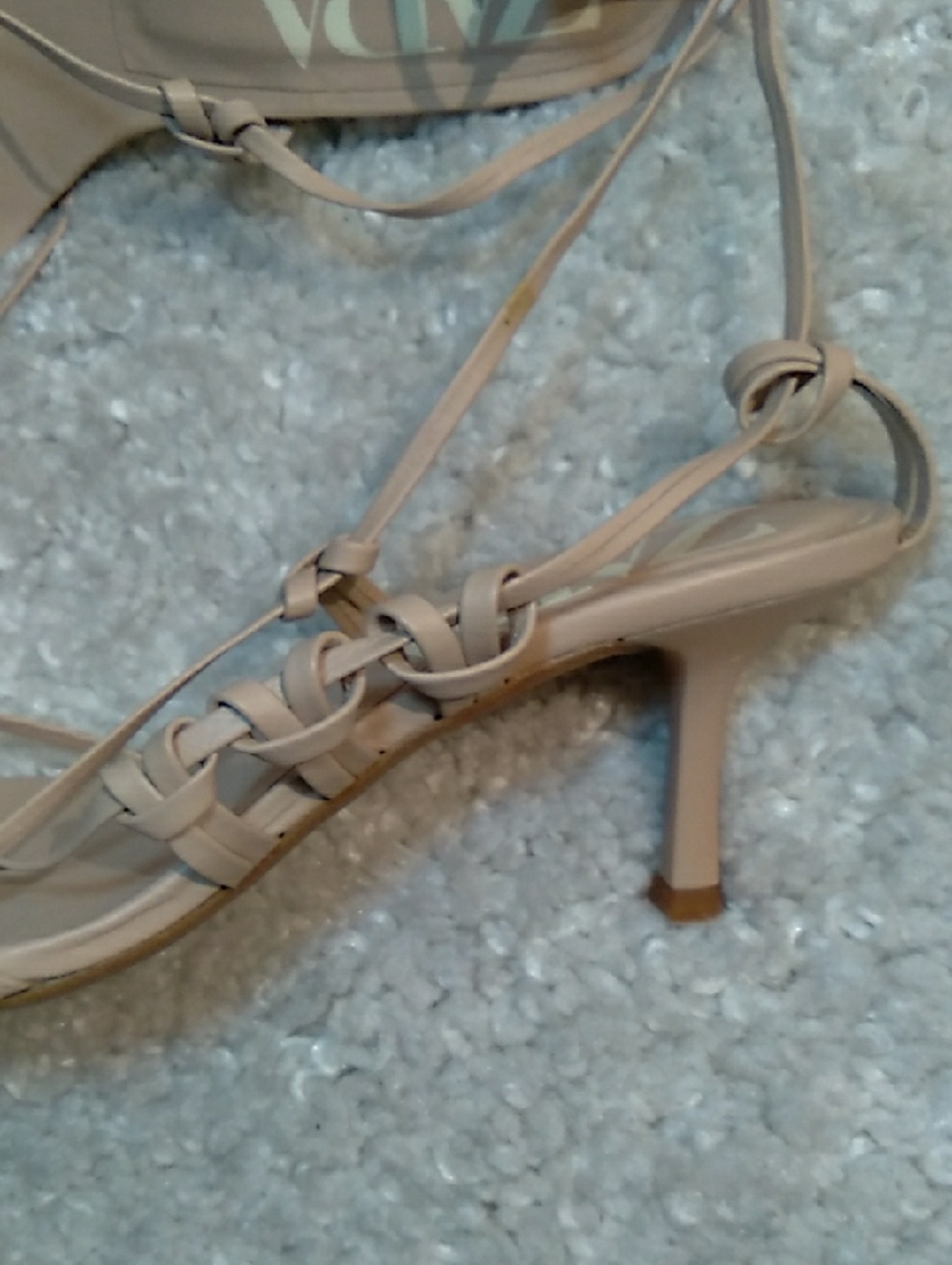 ZARA beige Side Briaded Thong Kitten Heel Sandals Size 8 - Picture 7 of 15